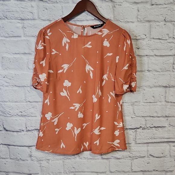 Allegra K Tops - Allegra K Terracotta Floral Blouse